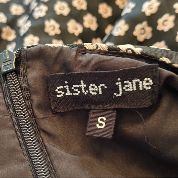 Sister Jane Puff Sleeve Structured Mini Dress Ditsy Floral Picotee Jacquard Sm - Picture 5 of 6